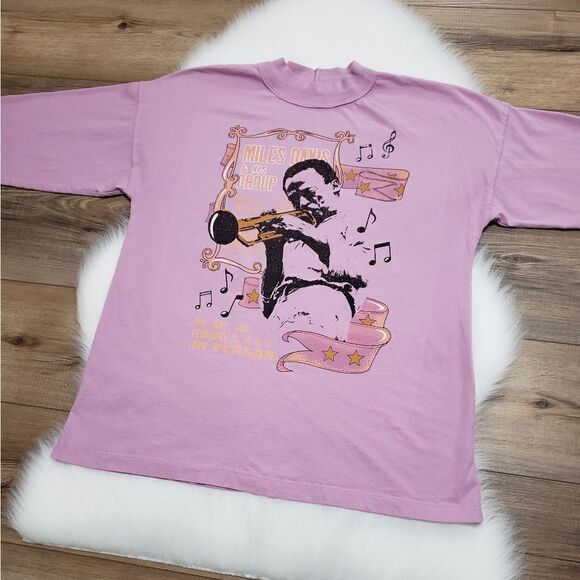 NWOT Midnight Rider Miles Davis In Concert Long Sleeve Oversized Tunic Tee XS - Picture 8 of 13